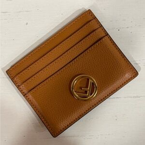 Authentic Fendi Brown Leather F is Fendi Card Holder